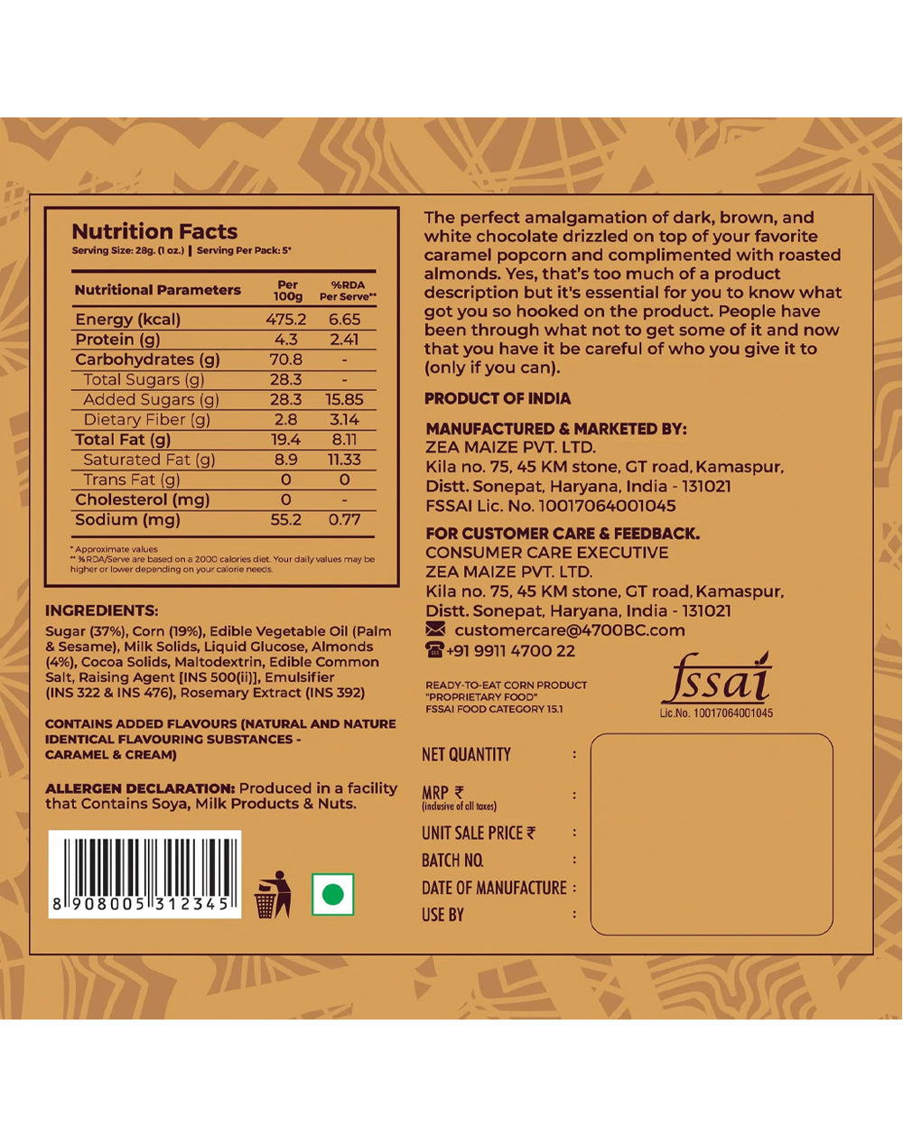 4700 BC Nutty Tuxedo Chocolate Popcorn (150g)