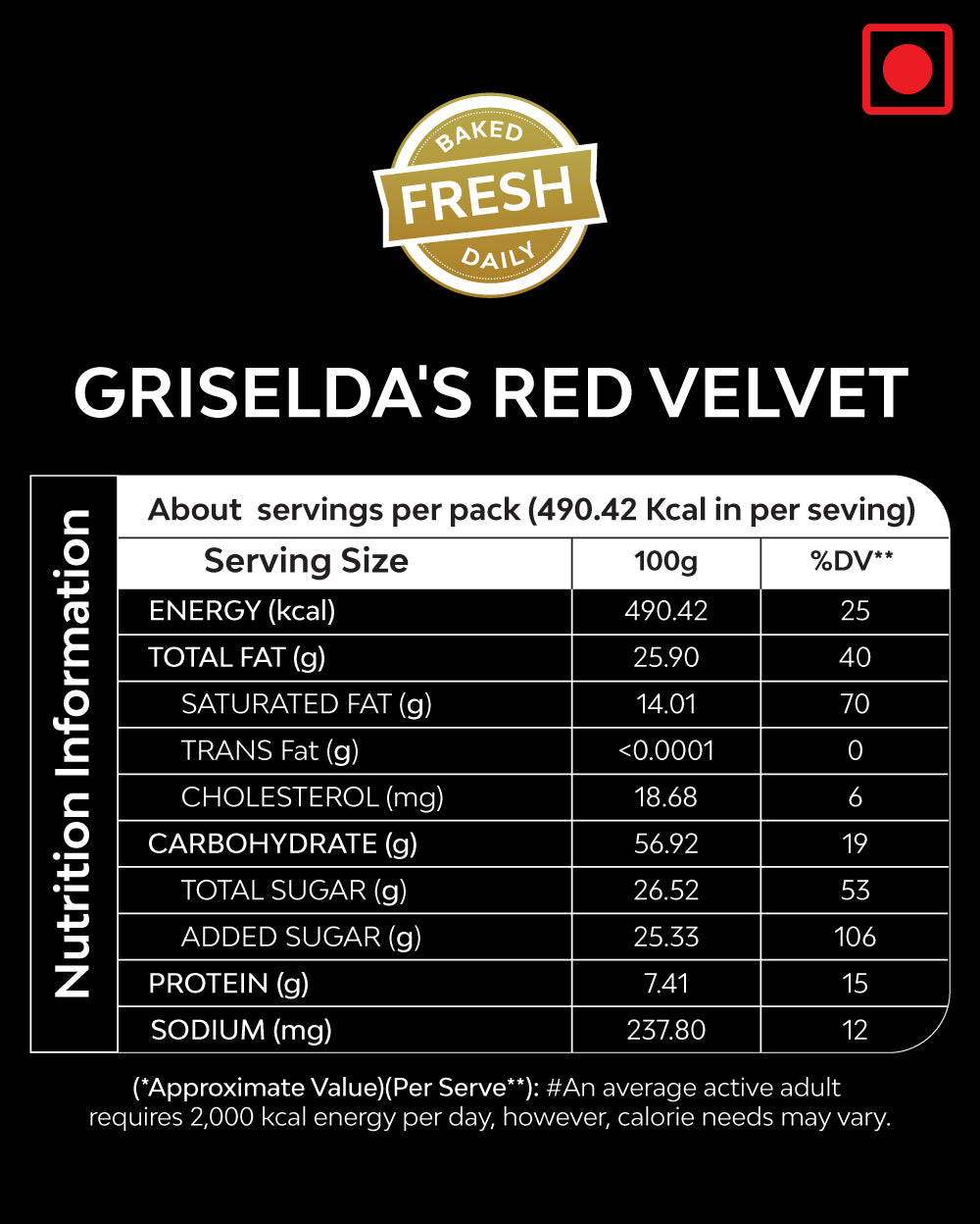 Griselda's Red Velvet (Nutella Oreo Bomb with White Chocolate) - 100g