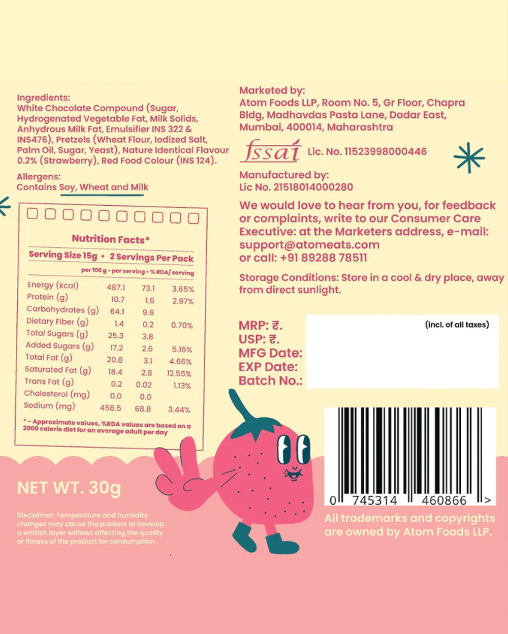 Strawberry Chocolate Pretzels 30G PACK
