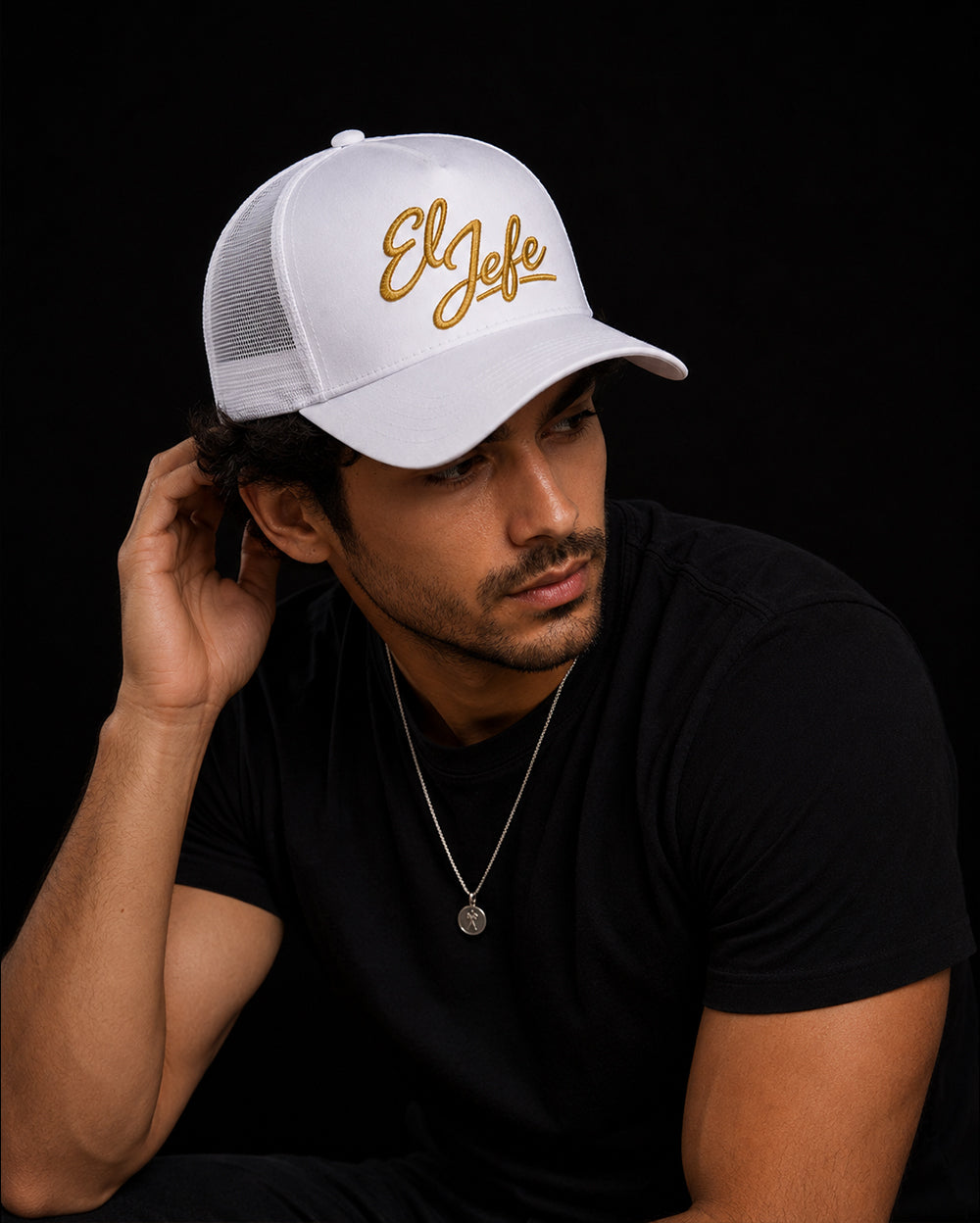 El Jefe White Trucker Cap (Premium Unisex Cartel Cap for True Bosses)