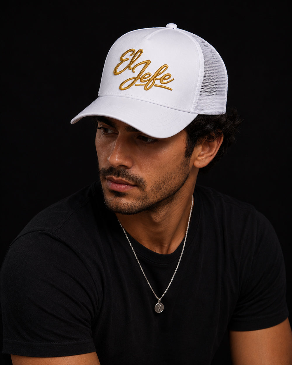 El Jefe White Trucker Cap (Premium Unisex Cartel Cap for True Bosses)