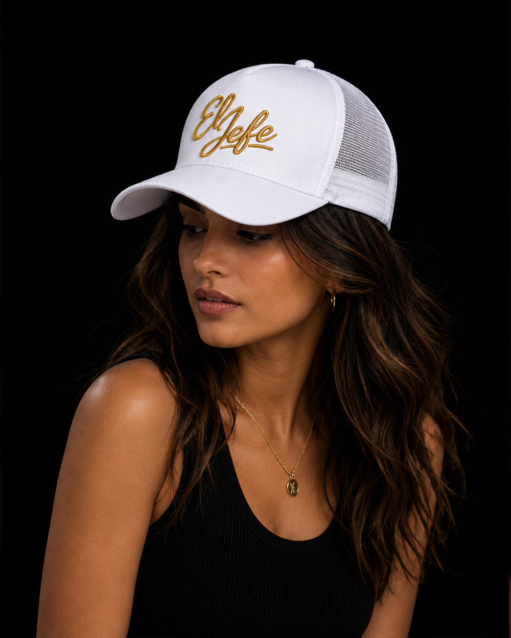 El Jefe White Trucker Cap (Premium Unisex Cartel Cap for True Bosses)